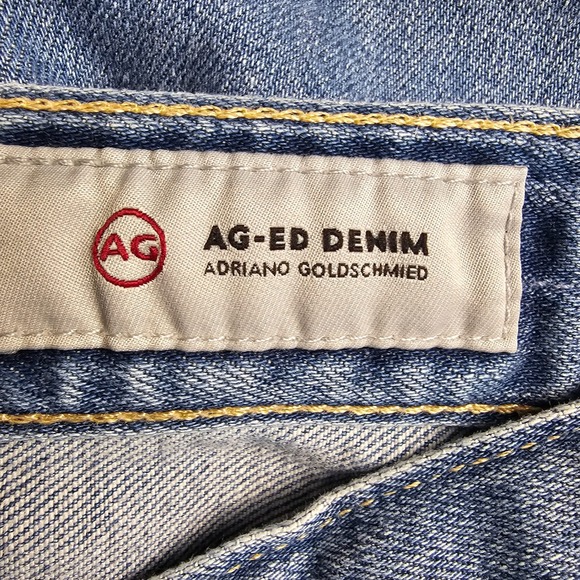 AG Adriano Goldschmied The Ex Boyfriend Slim Jeans 27R Raw Hem Blue Whiskers - Picture 7 of 14